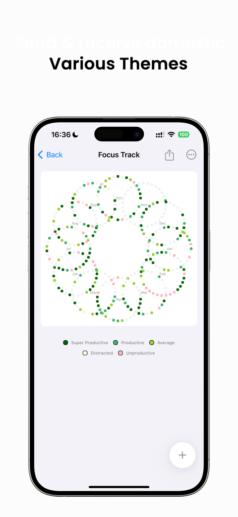 My Year in Pixels - CLY Pixel - Focus track feature with a circular pixel theme in the CLY Pixel app