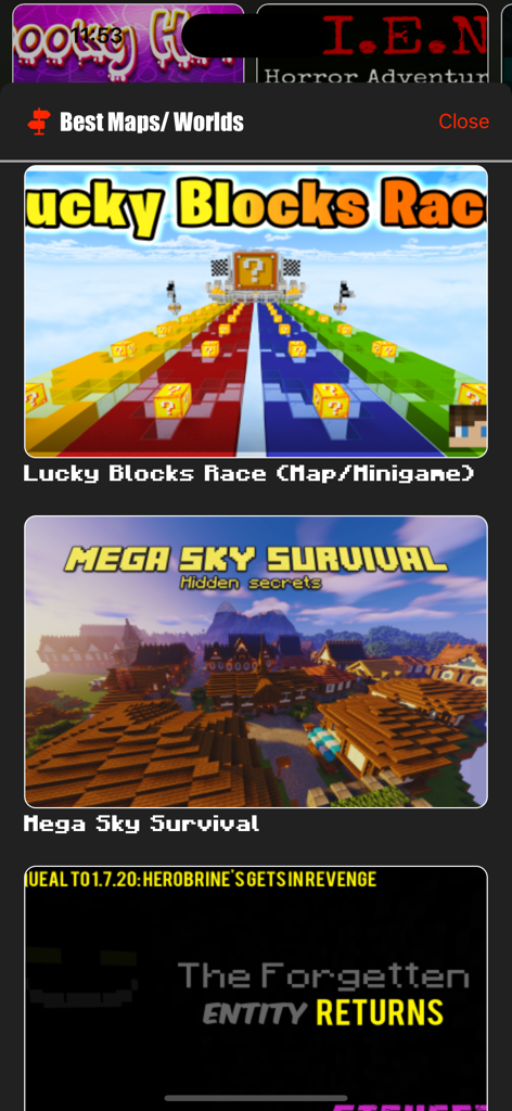 MCPE ADDONS - For MINECRAFT PE - Browse best maps and worlds for Minecraft PE including Lucky Blocks Race and Mega Sky Survival.