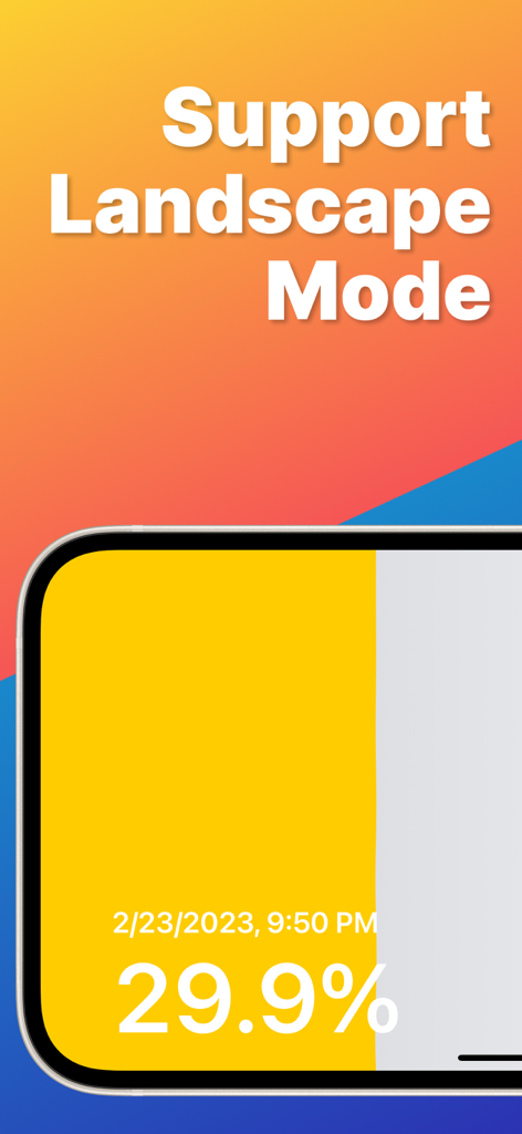 Captura de pantalla de la aplicación Tiempo Restante Hoy que muestra el porcentaje de saldo de tiempo en una barra de progreso en modo horizontal.