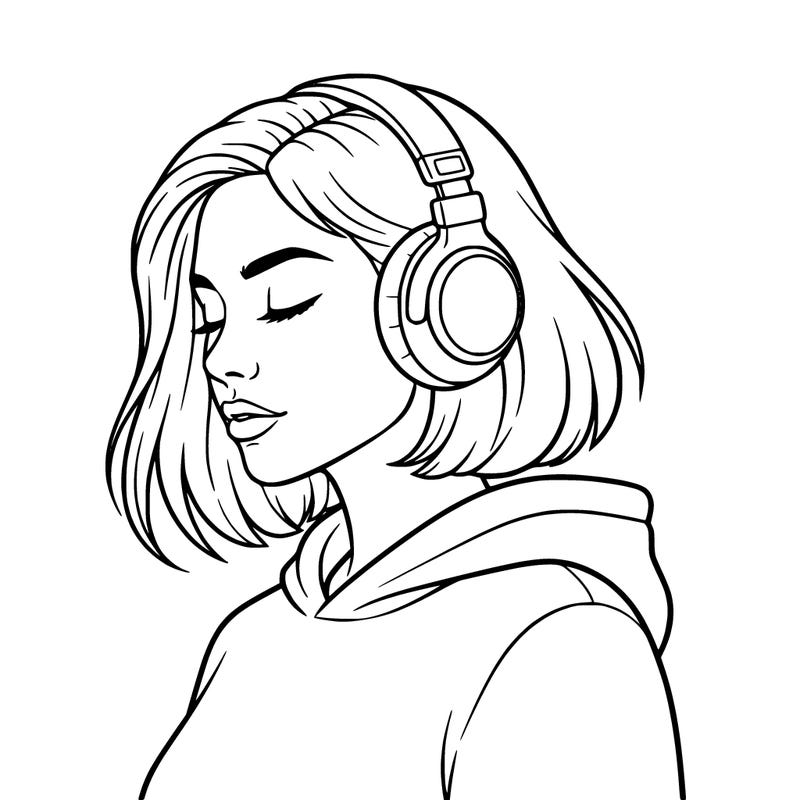 girl wearing headphones