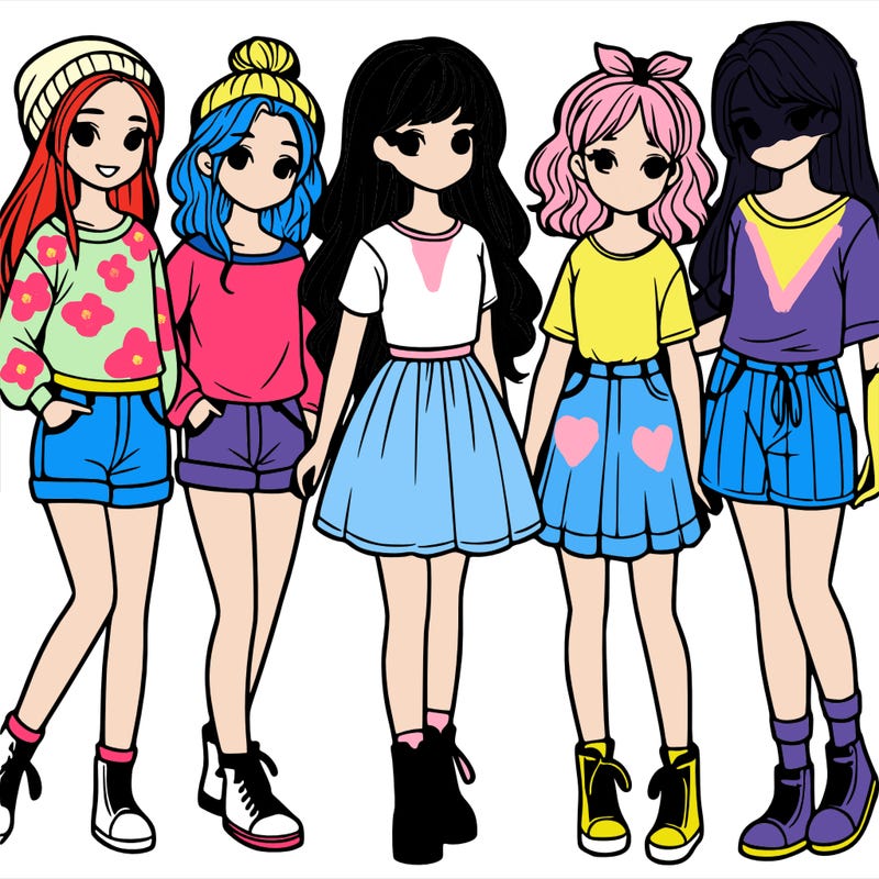 a group of five girls