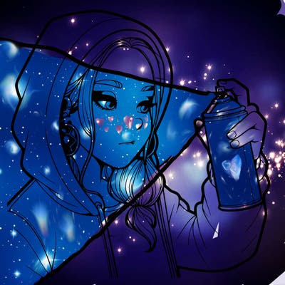 a realistic girl, spray painting