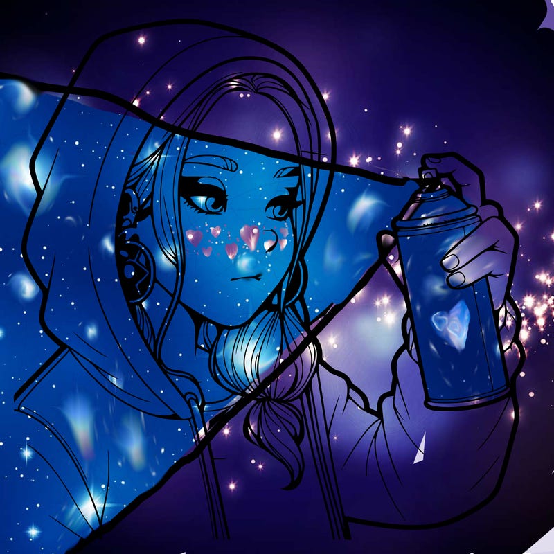 a realistic girl, spray painting