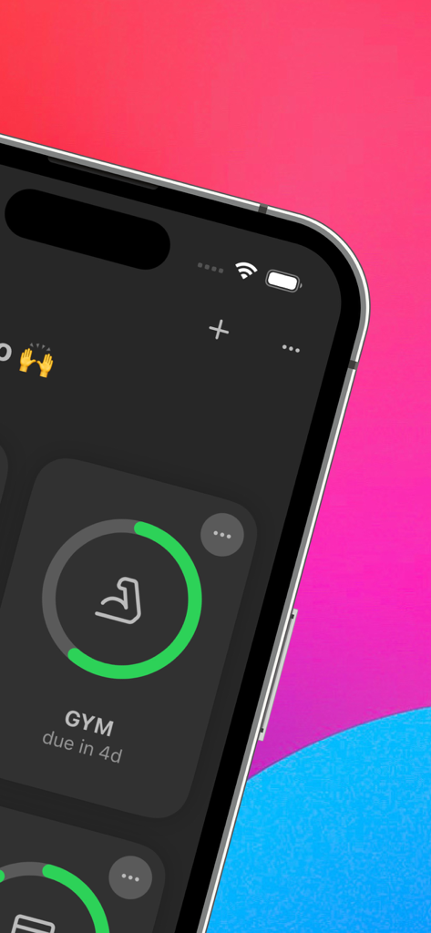 Reminder Widget by Mindr - iPhone의 Mindr 앱에서 헬스장 작업을 위한 원형 진행률 위젯