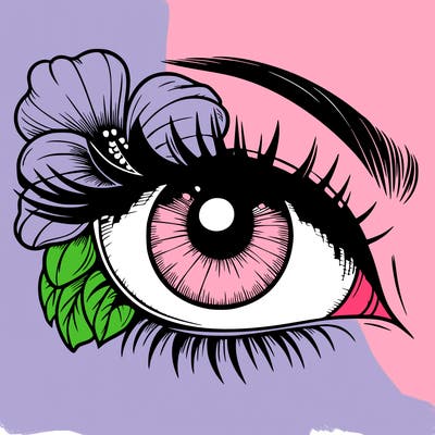 realistic eye with flower