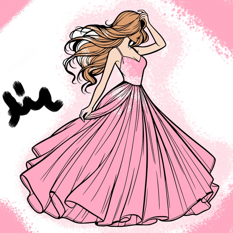 realistic woman with dress flowing in the wind