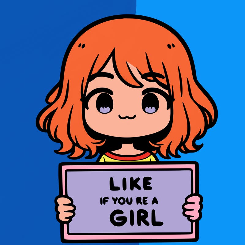 a cute girl holding a sign that says like if you’re a girl