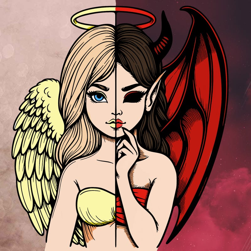 realistic angel half demon