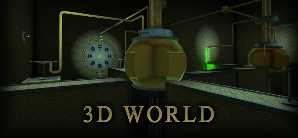Legacy 3 - The Hidden Relic - Un'intricata stanza puzzle 3D in Legacy 3 The Hidden Relic con macchinari antichi e corridoi misteriosi