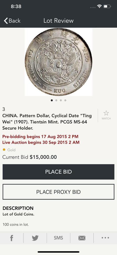 Stack's Bowers Galleries - Auction lot review for a rare 1907 China Pattern Dollar in the Stacks Bowers Galleries app