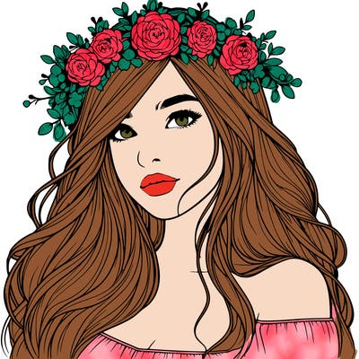 realistic girl with flower crown