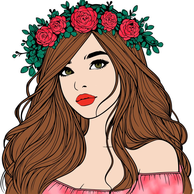 realistic girl with flower crown