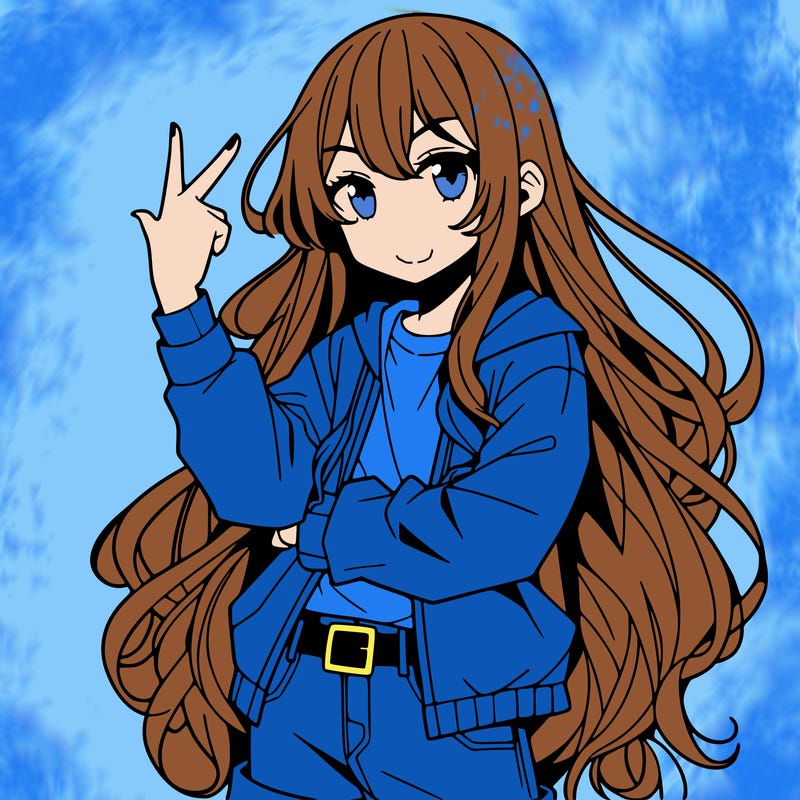 one anime girl with long hair and a cool pose
