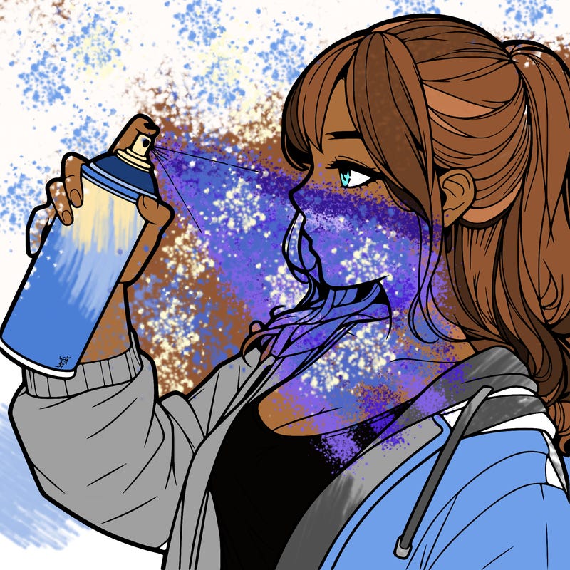 a realistic girl spray, painting