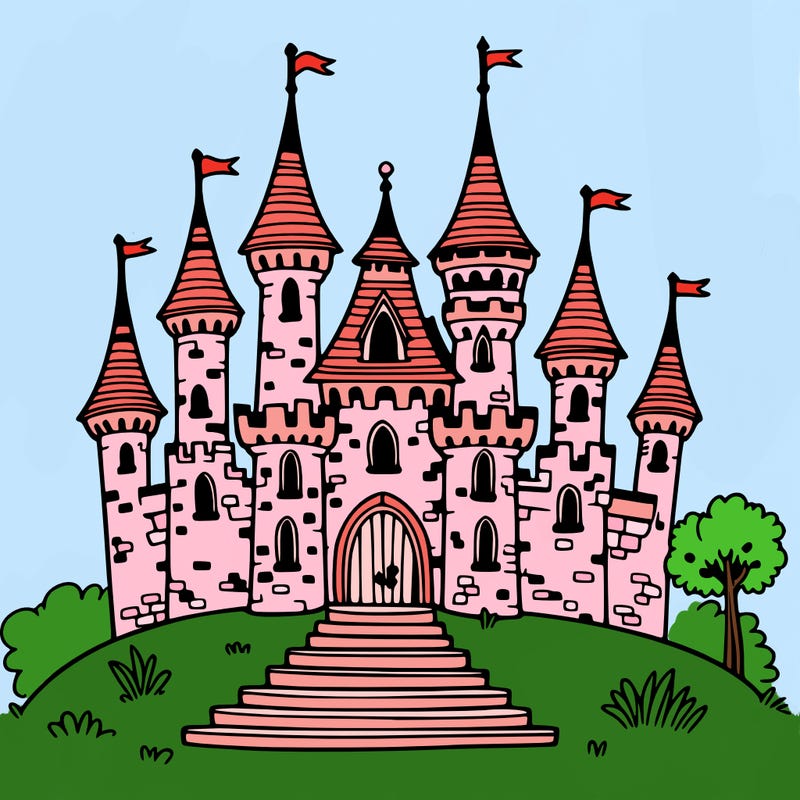 fairy tale castle standing tall on a hill