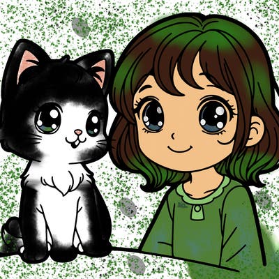 girl with a cat
