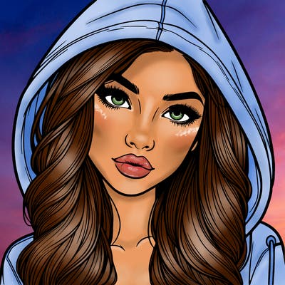 realistic beautiful girl with a hood on