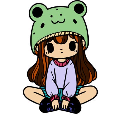 a girl wearing a frog hat and some frog socks