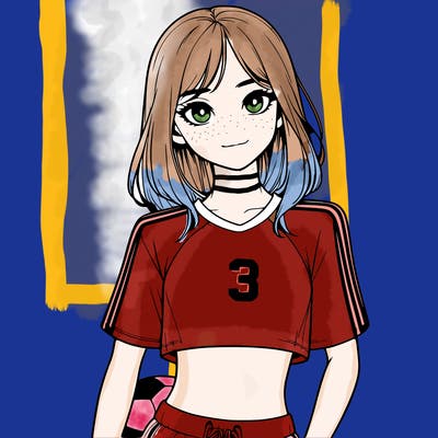 realistic girl wearing soccer jersey