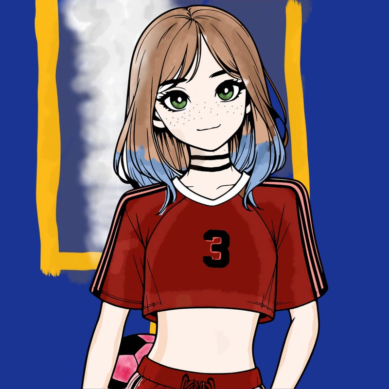 realistic girl wearing soccer jersey