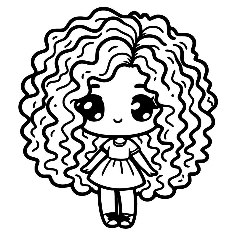 curly haired chibi girl