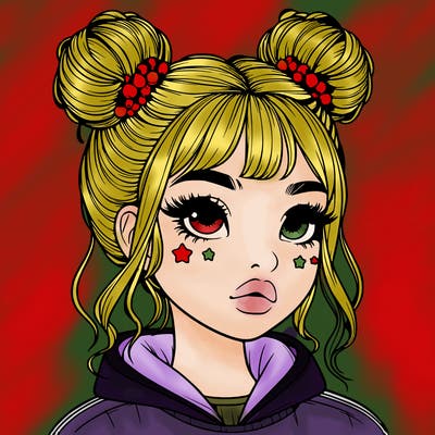 realistic girl with space buns