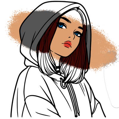 a realistic girl in a hoodie
