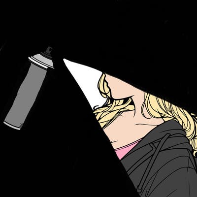 a realistic girl spray, painting