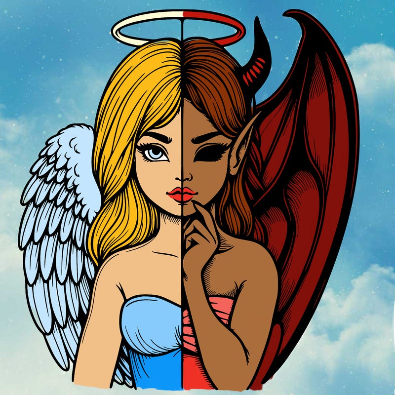 realistic angel half demon