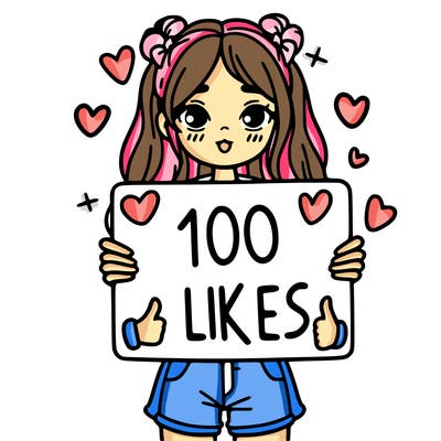 girl holding a sign saying 100 likes