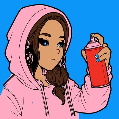 a realistic girl, spray painting