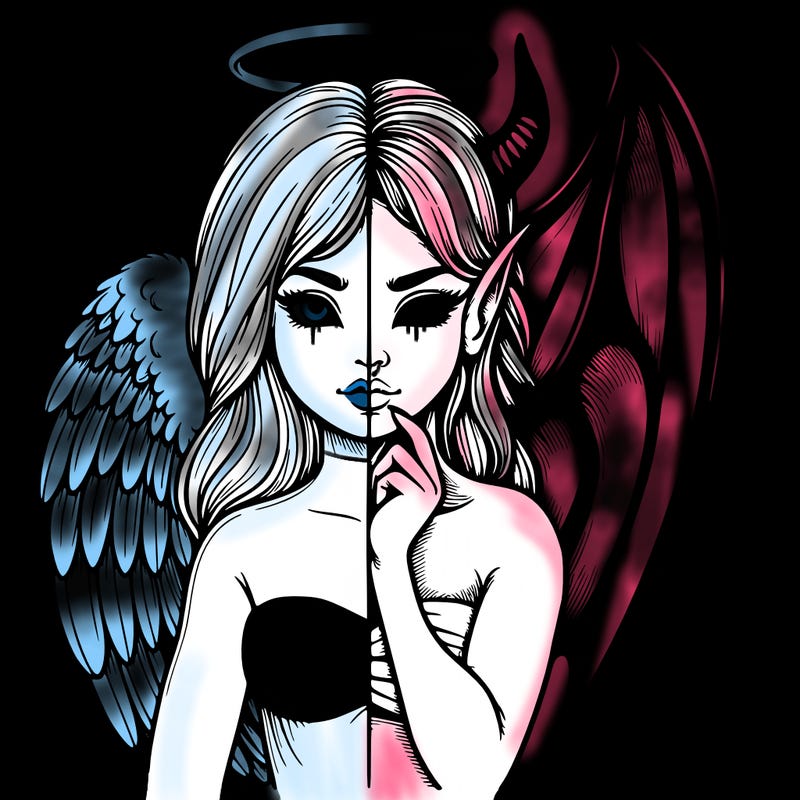 realistic angel half demon