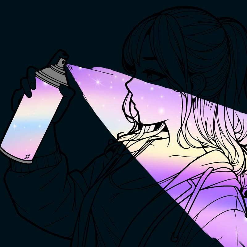 a realistic girl spray, painting