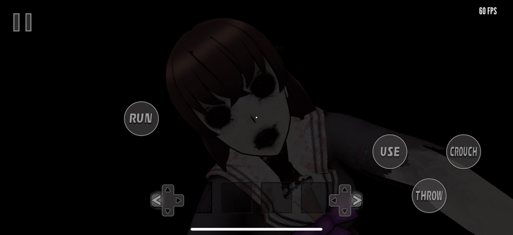 Fragmented Fear - A close-up of a terrifying ghostly anime girl with hollow eyes in a psychological horror game.