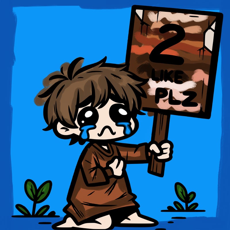 small poor toddler crying with sign that says 2 like plz