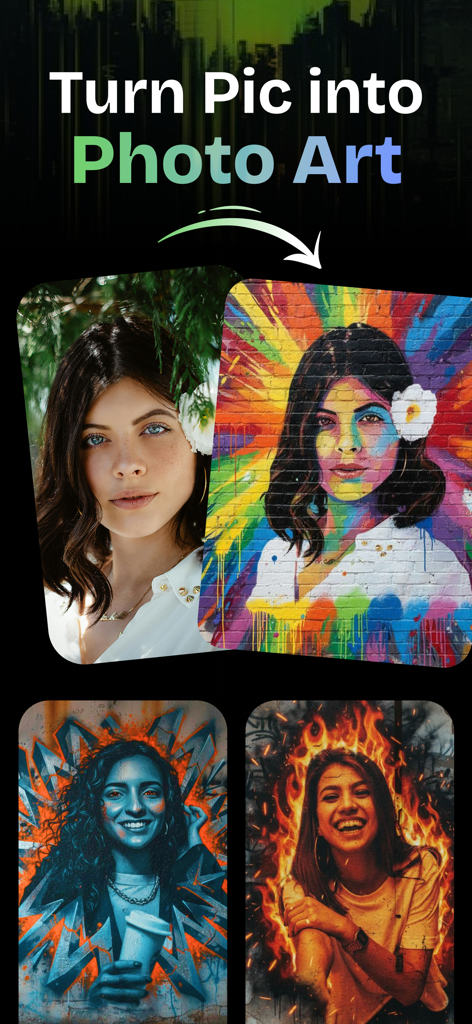 Graffiti AI: Graffiti Text Art - Una demostración de cómo convertir una foto de retrato estándar en vibrantes grafitis y arte callejero utilizando filtros de IA.