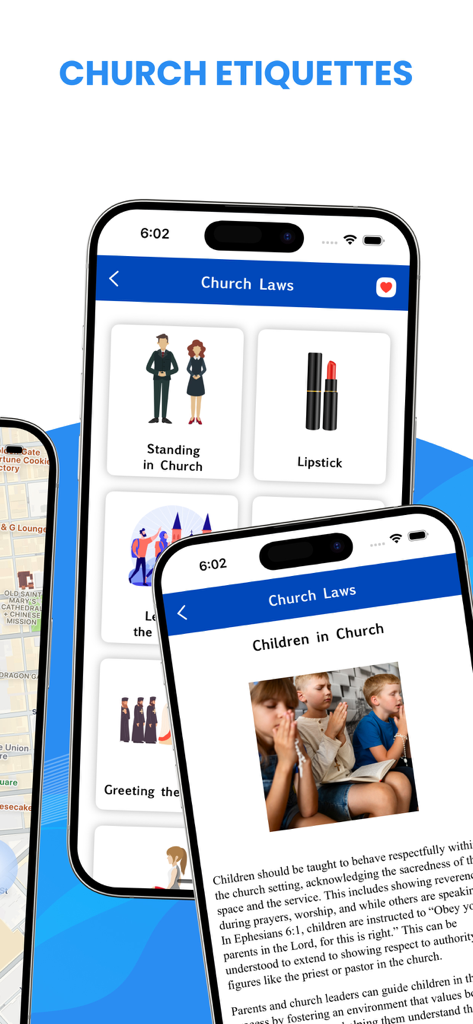 NLT Bible app interface showing church etiquette and laws for children and adults