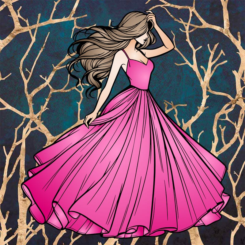 realistic woman with dress flowing in the wind