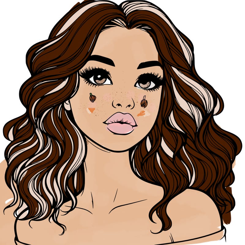 realistic girl with wavy hair and lips