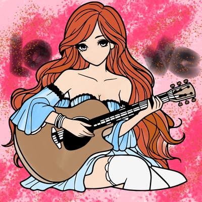 beautiful girl playing the guitar