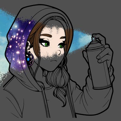 a realistic girl, spray painting