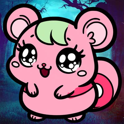 cute hamster girl with hamster ears and tail