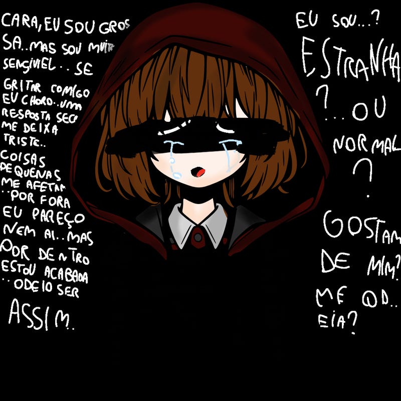 little anime girl in a raincoat her hair is covering her eyes she has a lighter