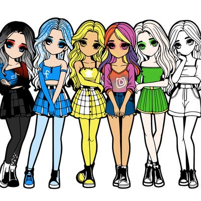 a group of girls realistic
