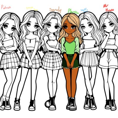 a group of girls realistic