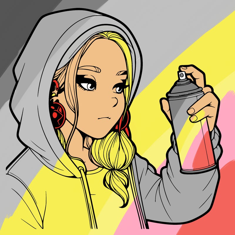 a realistic girl, spray painting