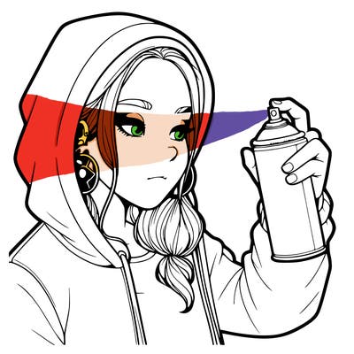 a realistic girl, spray painting