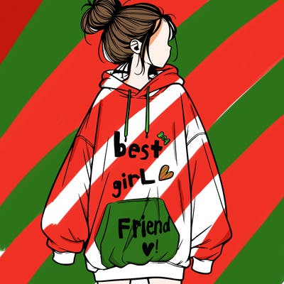 realistic girl with a oversized sweatshirt on and a bun