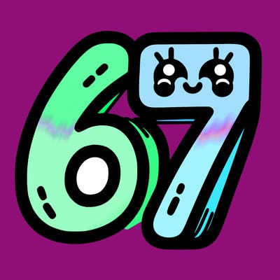 the numbers 67