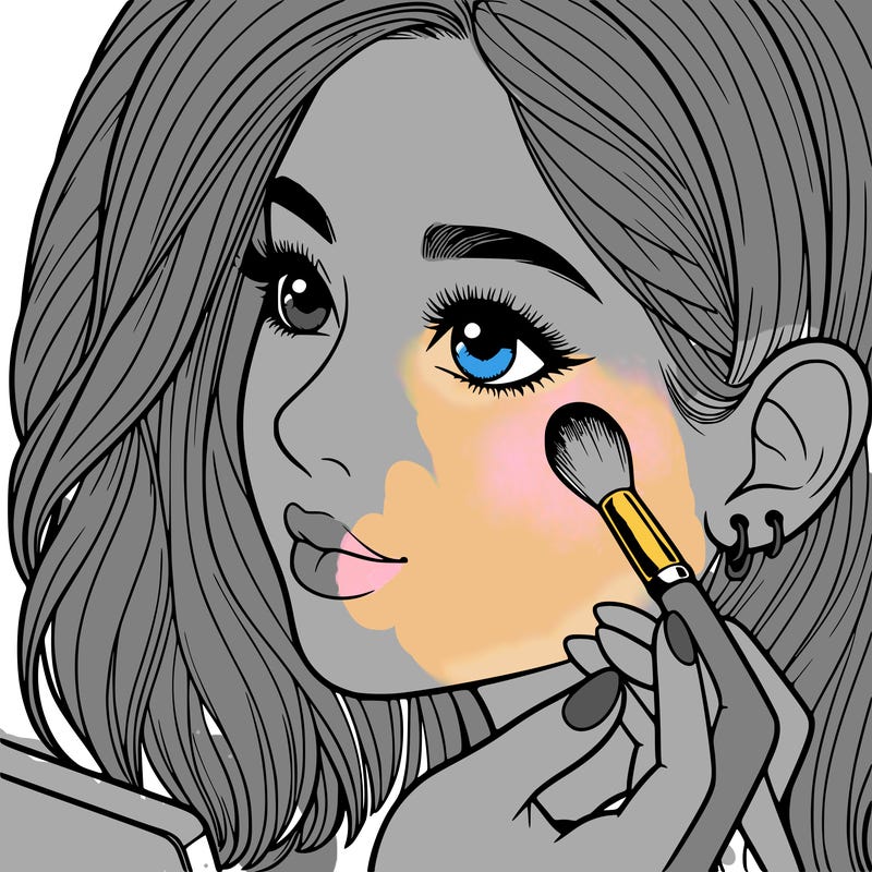 a realistic girl doing her makeup